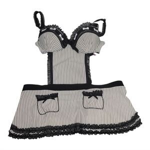 Native Intimates French Maid Lingerie Size 34c Black White